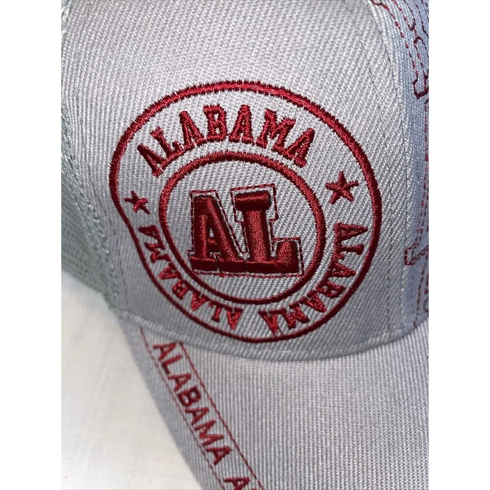 Unbranded Alabama Baseball Cap Unisex One Size Gray Red Adjustable Mesh Back